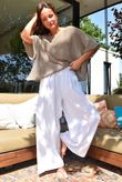 Rustic Nature Linen Blend Pocket Pleat Wide Leg White